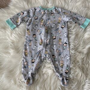 Peanuts Kids One Piece in Gray and Mint